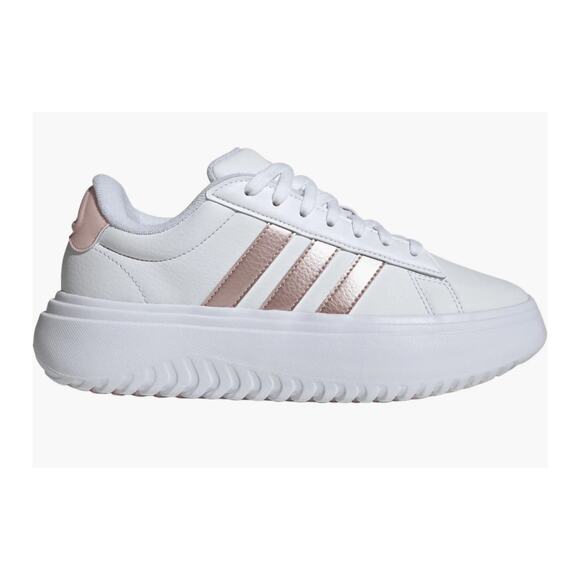 Adidas Grand Court Platform Sneaker in White/ Pink/Pink. Size 8.5. NWOB - Picture 1 of 7